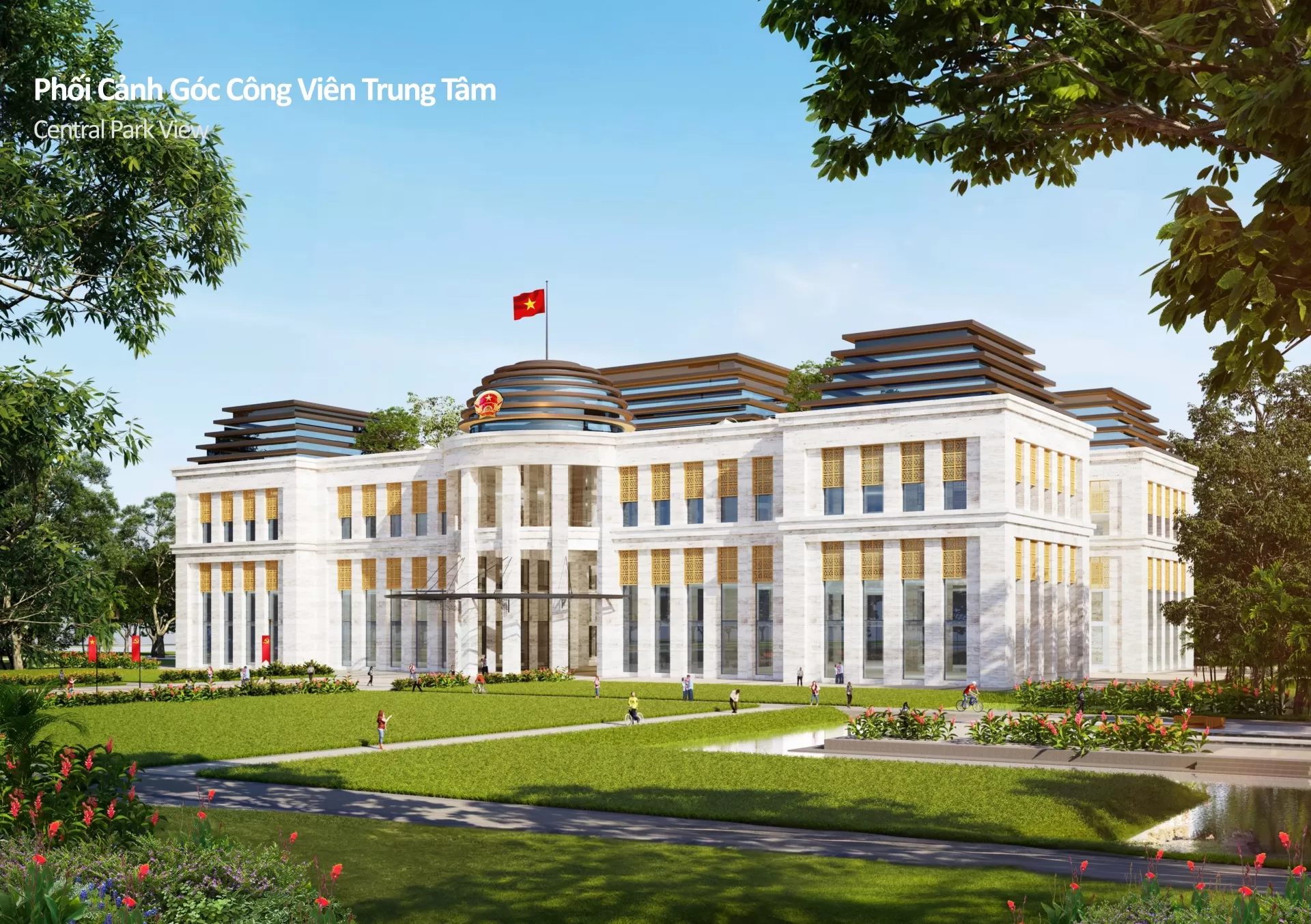 Khối nhà chính trong Khu trung tâm Chính trị - Hành chính tỉnh Long An.